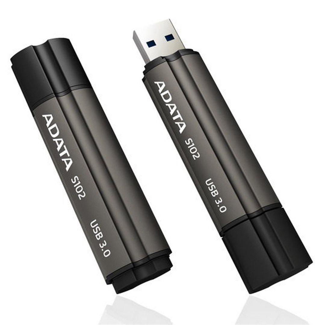 256GB  USB3.1 Flash Drive ADATA "S102 Pro", Titanium-Gray, Aluminum, Classic Cap (R/W:200/120MB/s)