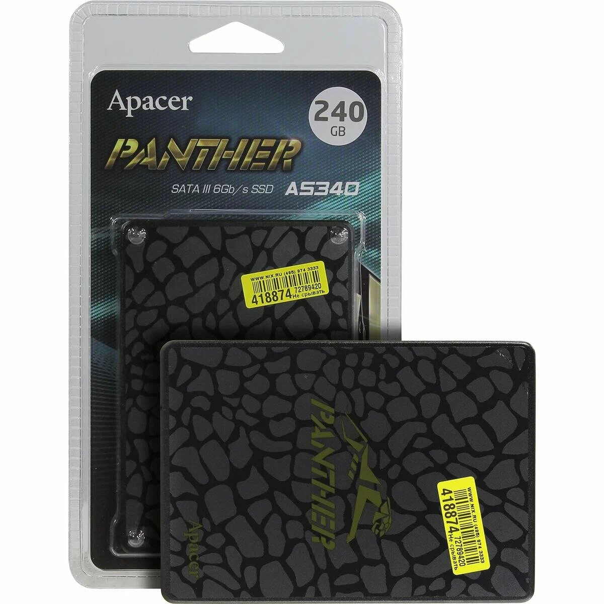 2.5" SATA SSD   240GB  Apacer "AS340" Panther [R/W:550/520MB/s, 97/30K IOPS, 140 TBW, 3D TLC]