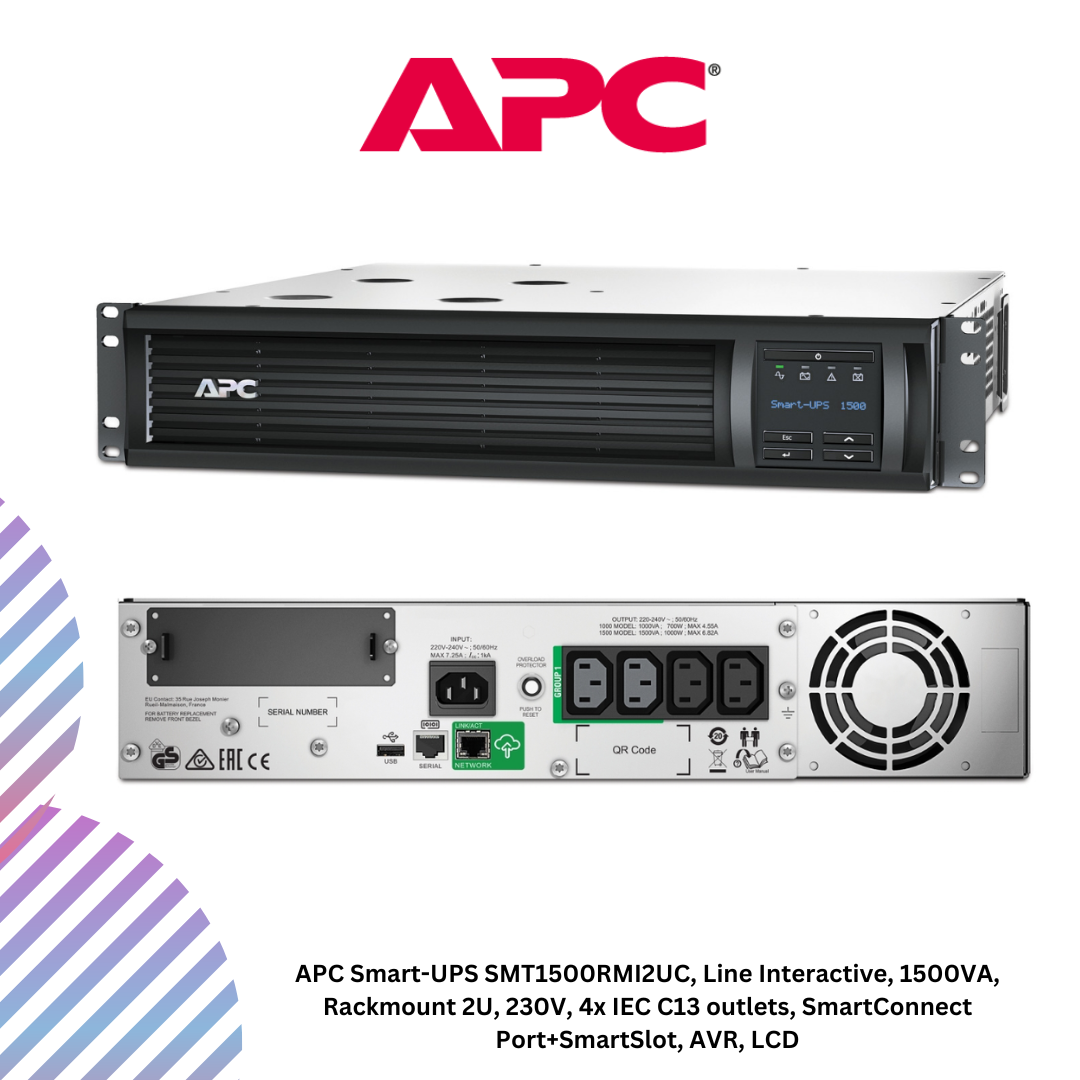 APC Smart-UPS SMT1500RMI2UC,1500VA/1000W,Rack2U,Sinewave, Lineinter,LCD,AVR,USB,RS232,Smartslot,4*C13+2 IEC Jumpers