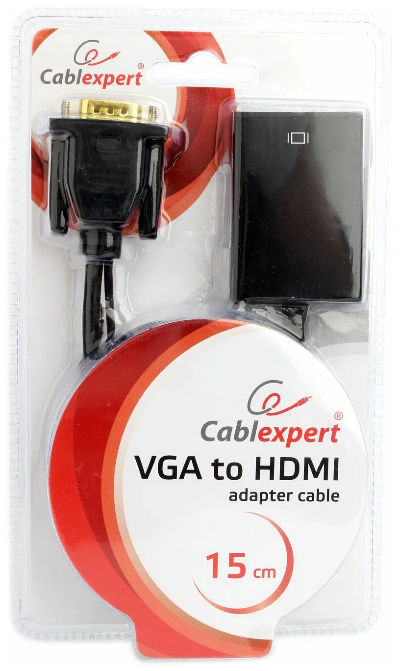 Adapter VGA M to HDMI F, Cablexpert "A-VGA-HDMI-01", VGA into digital HDMI + 3.5 mm audio