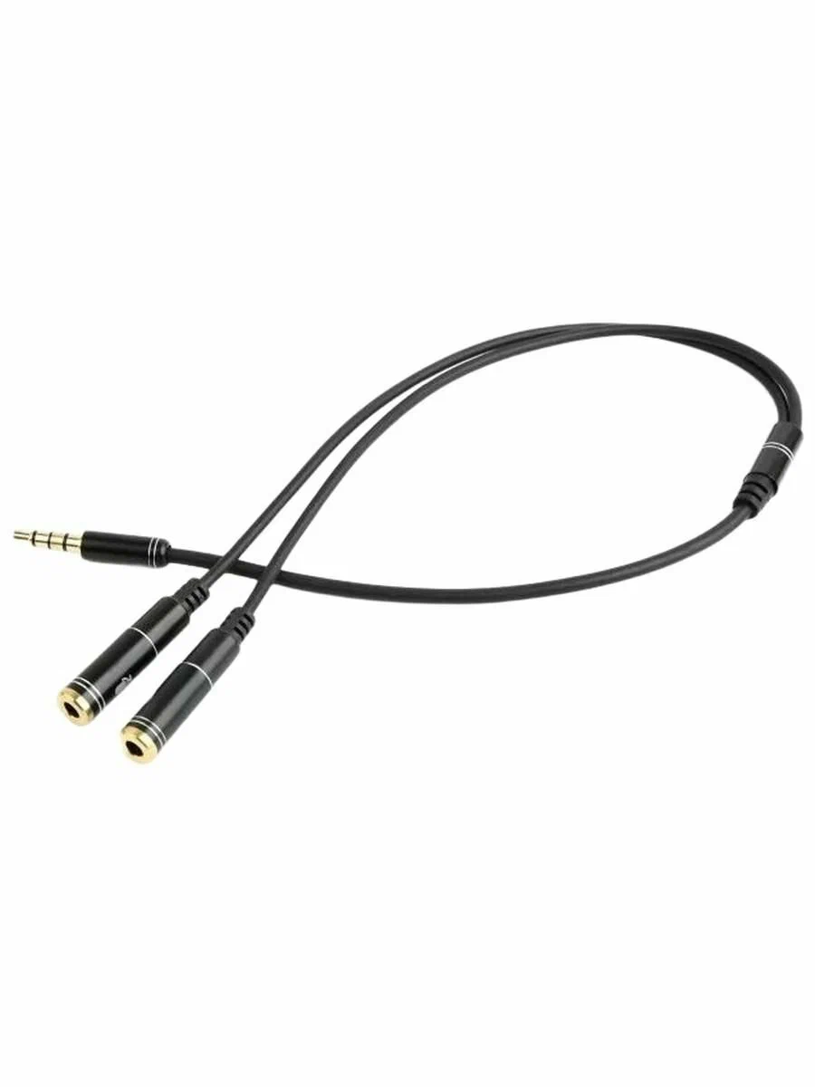 CCA-417M 3.5 mm 4-pin plug to 3.5 mm stereo + microphone sockets adapter cable, 20cm, Black