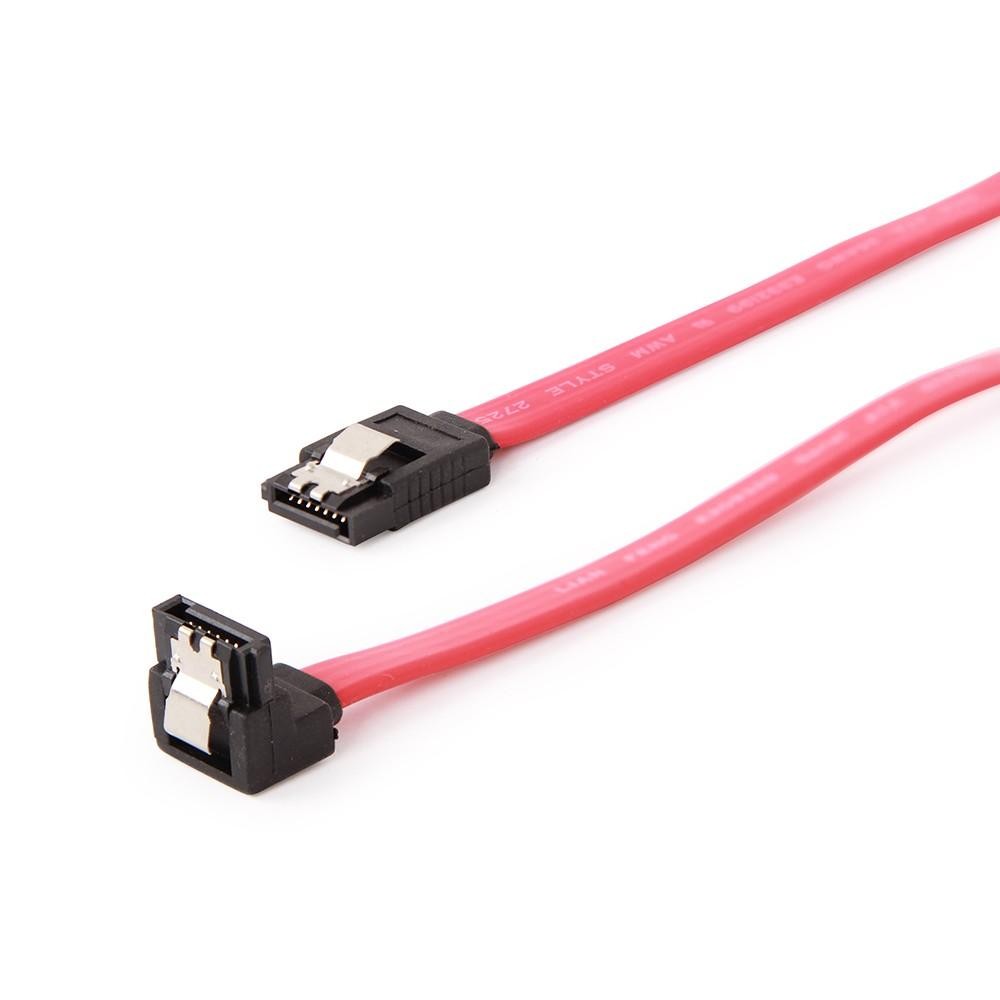 Cable Serial ATA III   10 cm data, 90 degree connector, metal clips, Cablexpert CC-SATAM-DATA90-0.1M